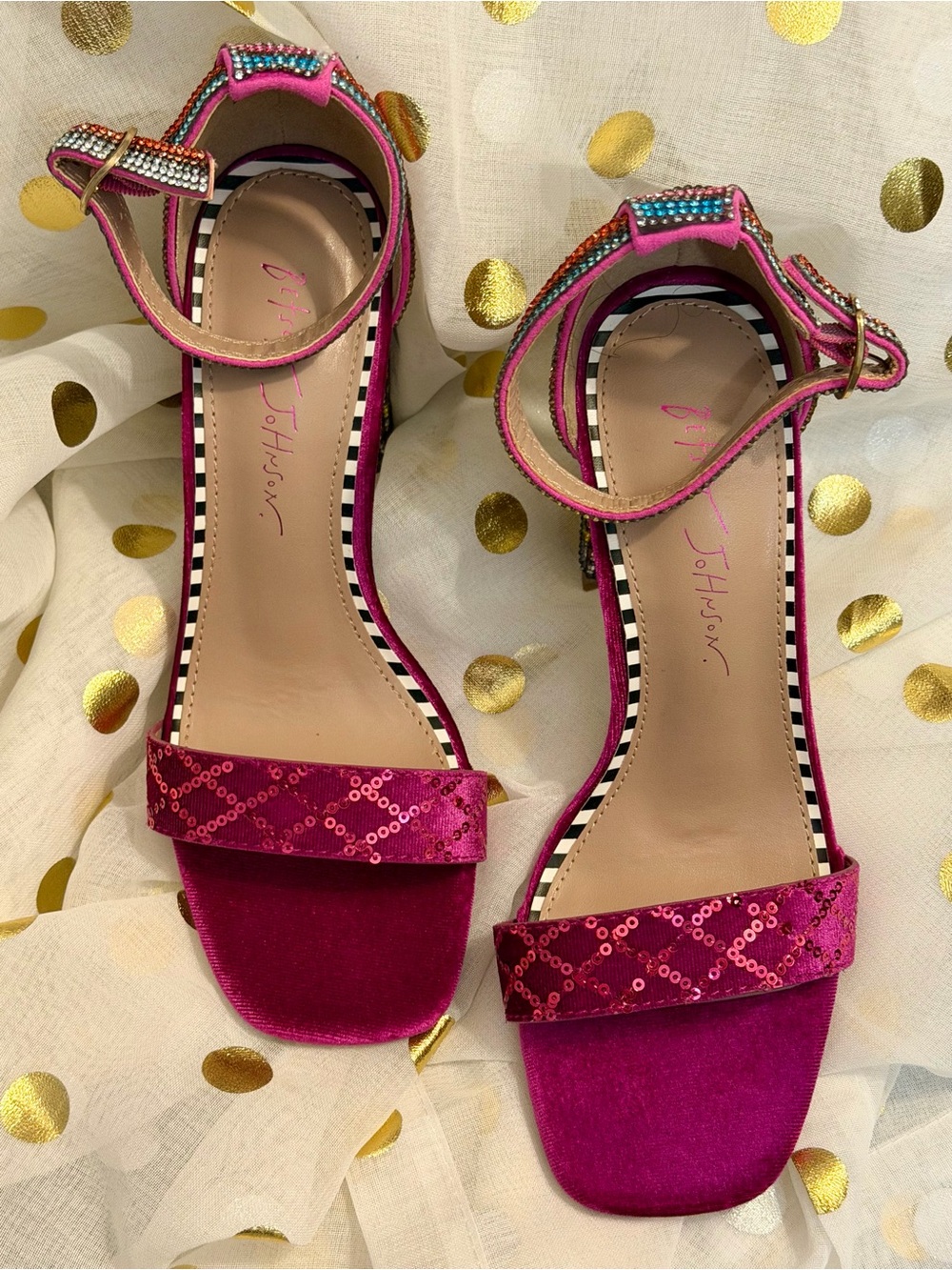 Betsey Johnson Fuchsia/HotPink Sequin Evening Sandals